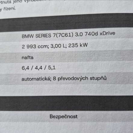 740d xDrive G11 ČR 2.majitel